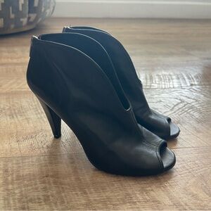 Vince Camuto Black Leather Peep-Toe High Heel Ankle Boots